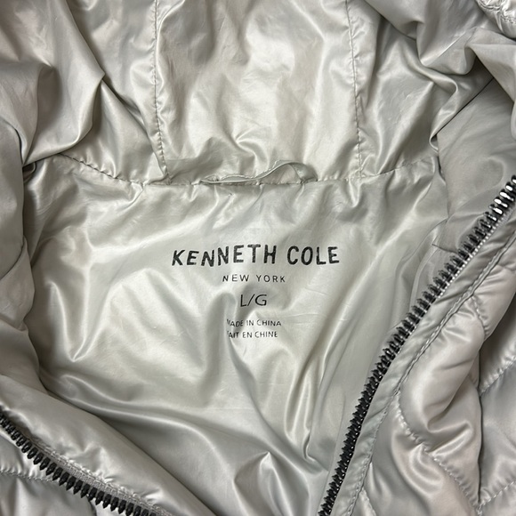 Kenneth Cole hooded silver/grey puffer jacket two pockets - Picture 14 of 15
